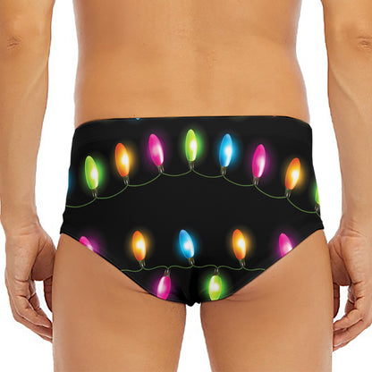 Colorful Christmas Lights Print Men's Triangle Swim Briefs