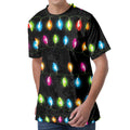 Colorful Christmas Lights Print Men's Velvet T-Shirt