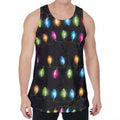 Colorful Christmas Lights Print Men's Velvet Tank Top