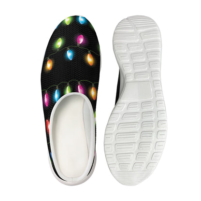 Colorful Christmas Lights Print Mesh Casual Shoes