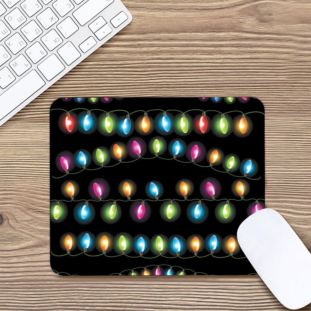 Colorful Christmas Lights Print Mouse Pad