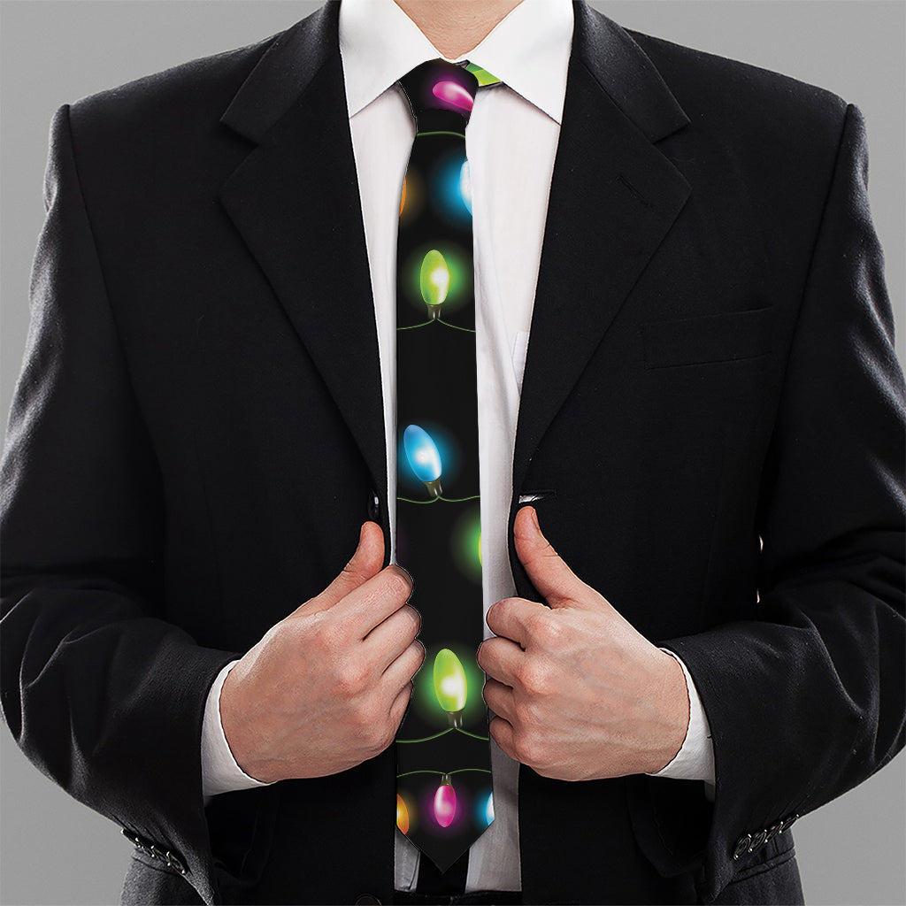 Colorful Christmas Lights Print Necktie