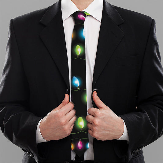 Colorful Christmas Lights Print Necktie