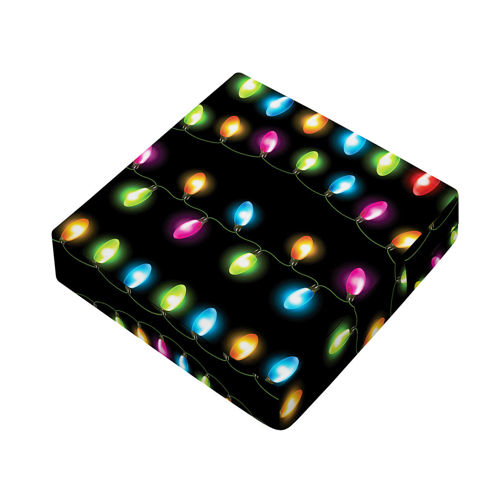 Colorful Christmas Lights Print Outdoor Seat Cushion Cover