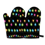 Colorful Christmas Lights Print Oven Mitts