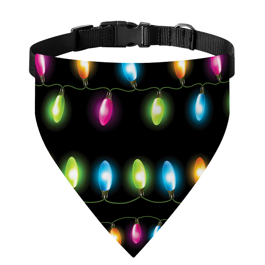 Colorful Christmas Lights Print Over The Collar Dog Bandana