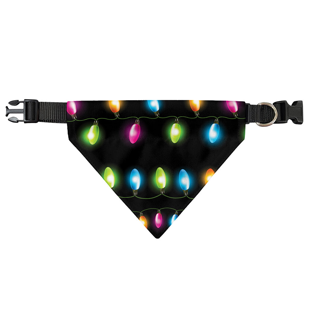 Colorful Christmas Lights Print Over The Collar Dog Bandana