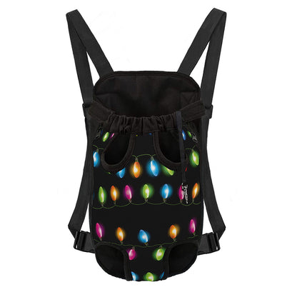Colorful Christmas Lights Print Pet Carrier Backpack