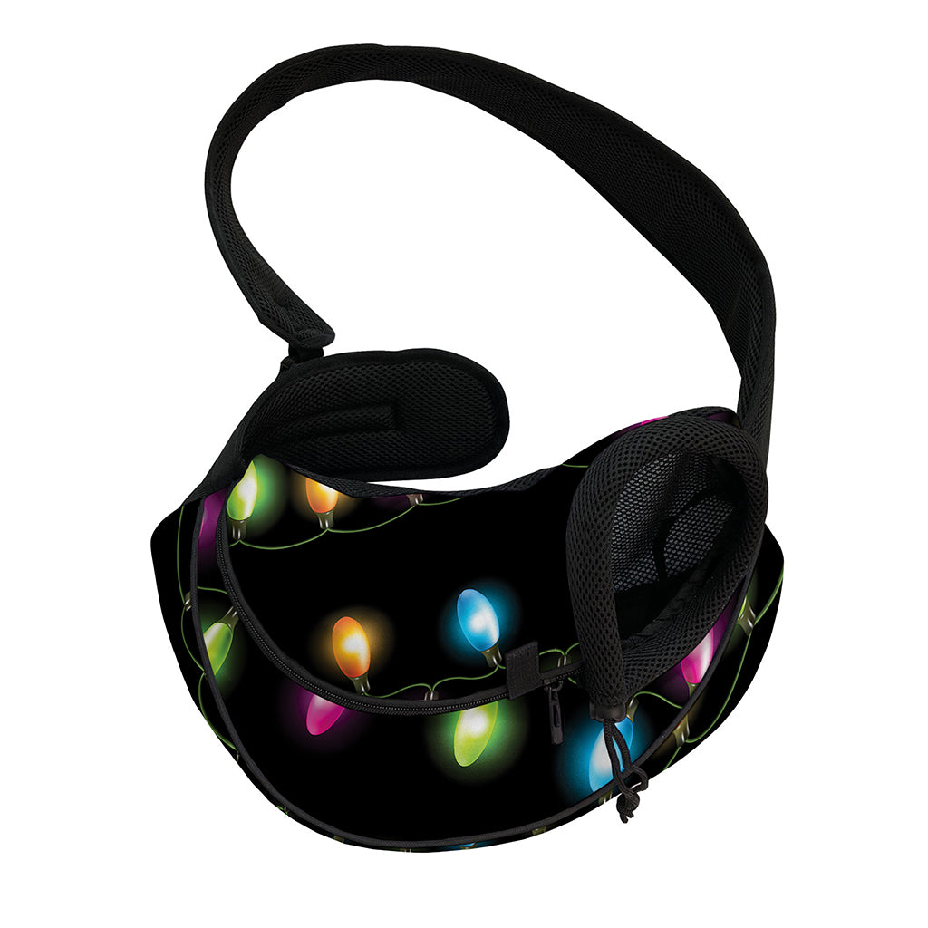 Colorful Christmas Lights Print Pet Sling Carrier
