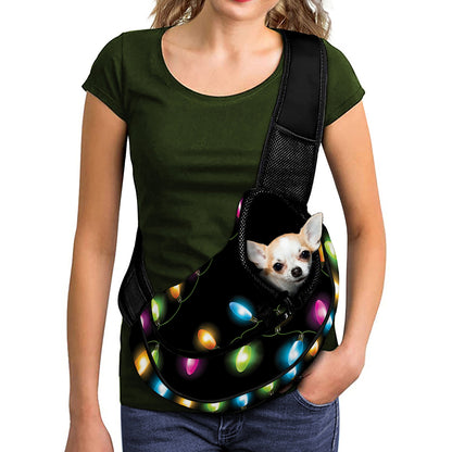 Colorful Christmas Lights Print Pet Sling Carrier