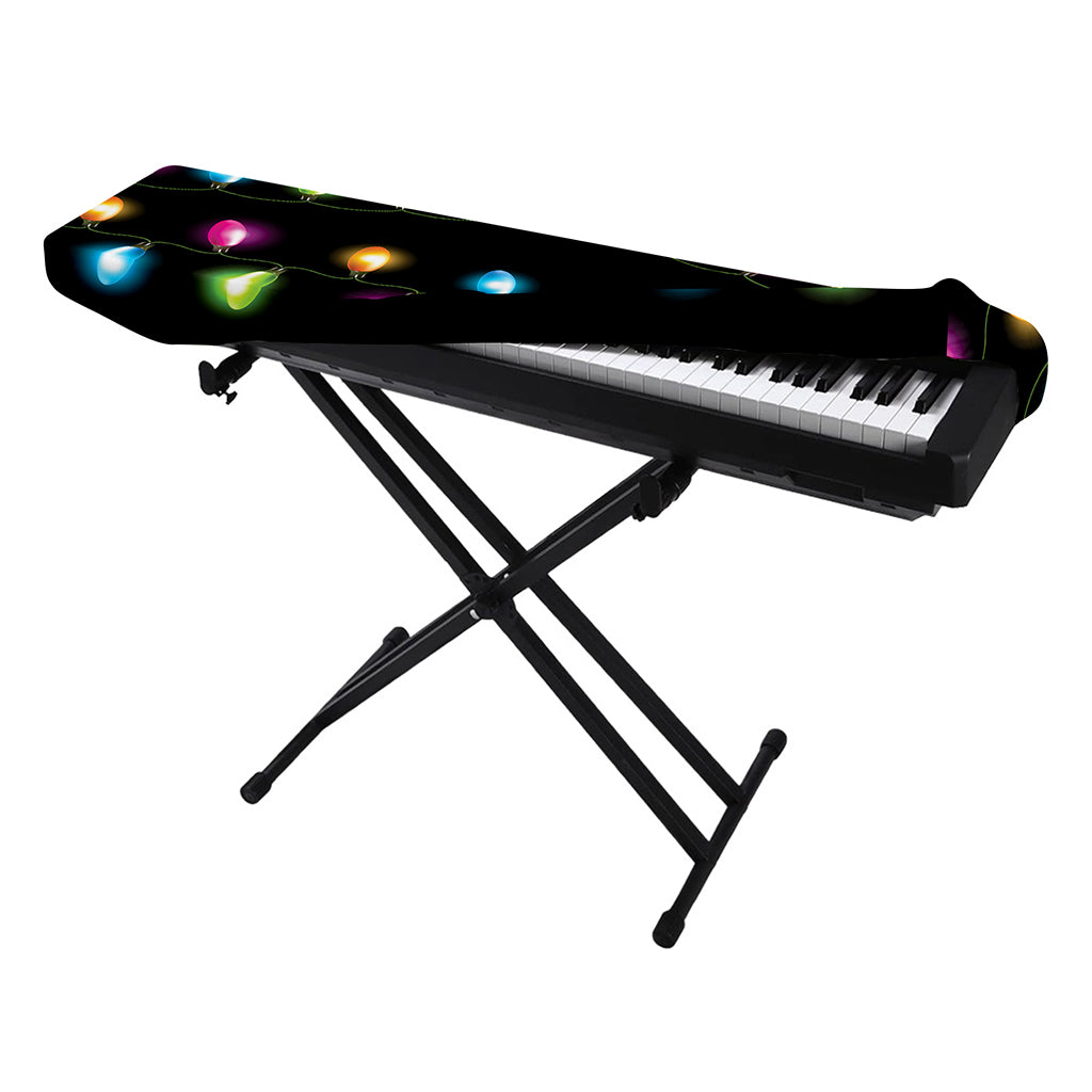 Colorful Christmas Lights Print Piano Keyboard Cover