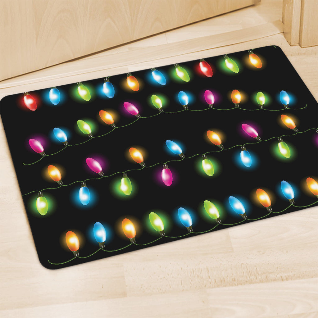 Colorful Christmas Lights Print Polyester Doormat