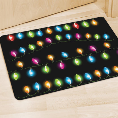 Colorful Christmas Lights Print Polyester Doormat