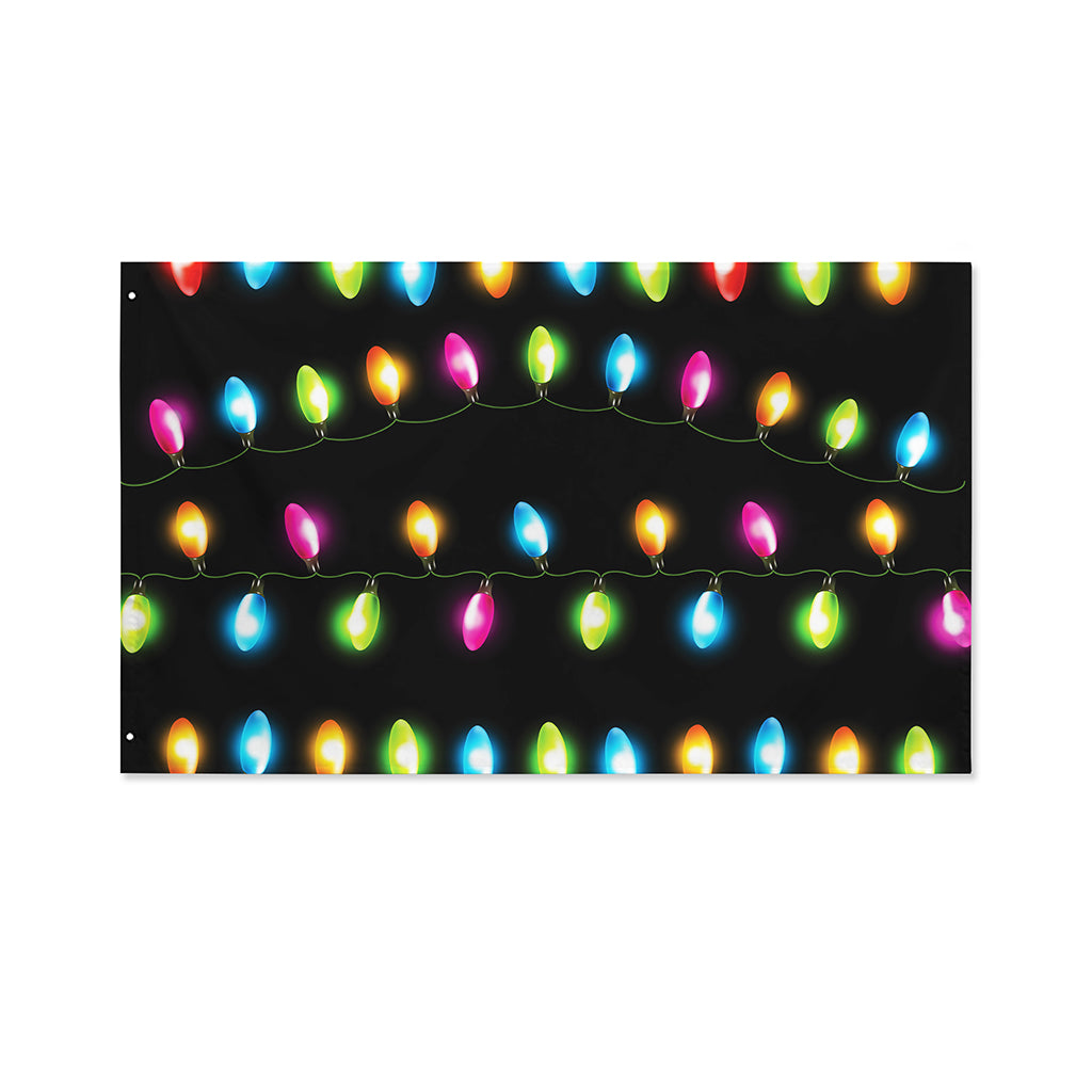 Colorful Christmas Lights Print Polyester Flag