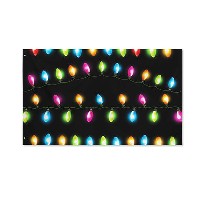 Colorful Christmas Lights Print Polyester Flag