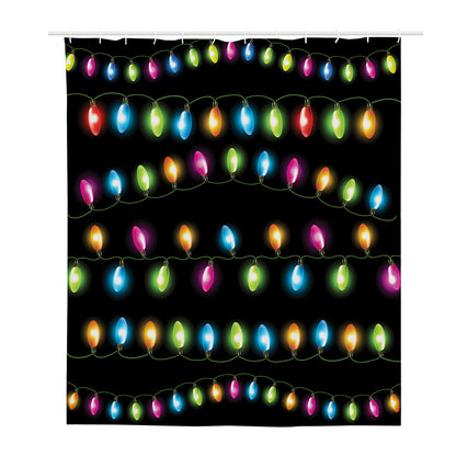 Colorful Christmas Lights Print Polyester Shower Curtain