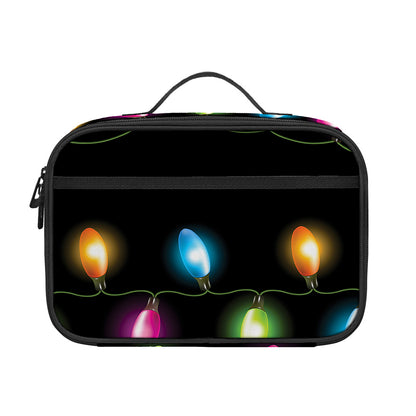 Colorful Christmas Lights Print Portable Lunch Bag