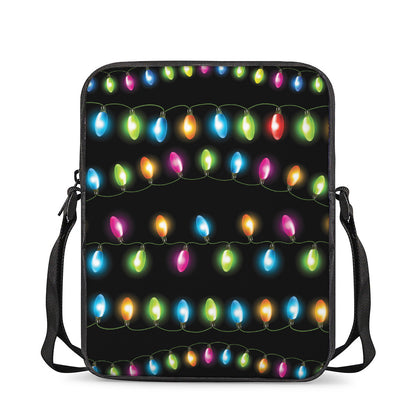 Colorful Christmas Lights Print Rectangular Crossbody Bag