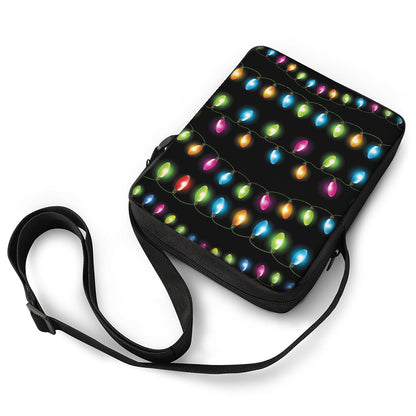 Colorful Christmas Lights Print Rectangular Crossbody Bag