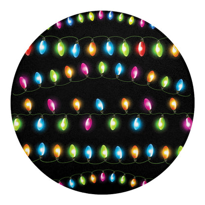 Colorful Christmas Lights Print Round Blanket