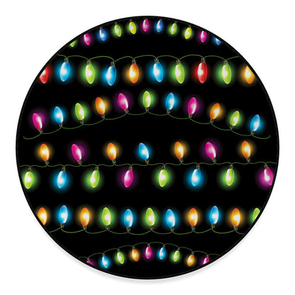 Colorful Christmas Lights Print Round Floor Mat