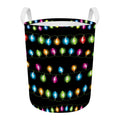 Colorful Christmas Lights Print Round Laundry Basket