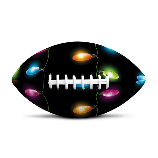 Colorful Christmas Lights Print Rugby Ball