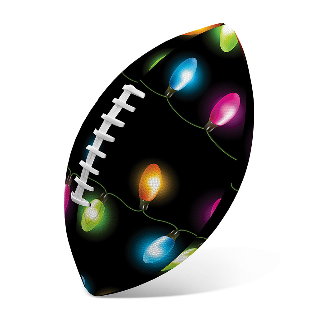 Colorful Christmas Lights Print Rugby Ball