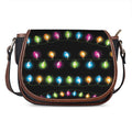 Colorful Christmas Lights Print Saddle Bag