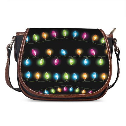 Colorful Christmas Lights Print Saddle Bag