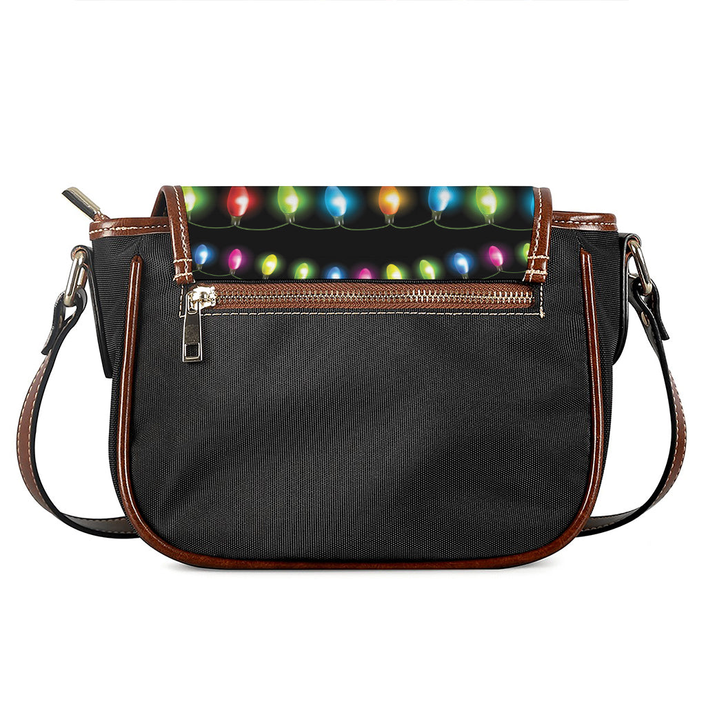 Colorful Christmas Lights Print Saddle Bag