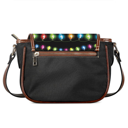 Colorful Christmas Lights Print Saddle Bag