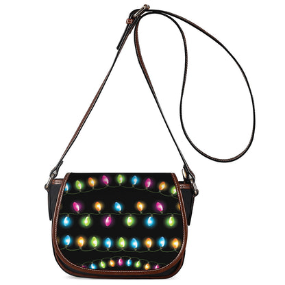 Colorful Christmas Lights Print Saddle Bag