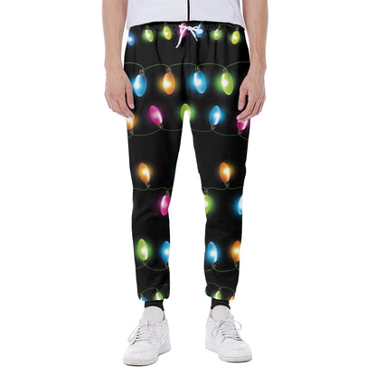 Colorful Christmas Lights Print Scuba Joggers