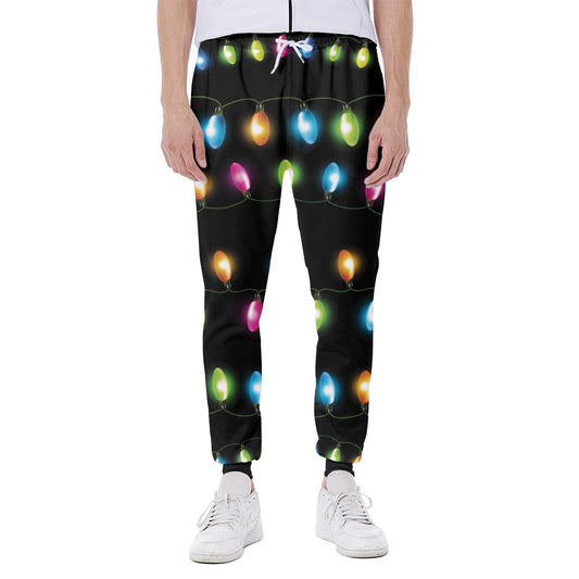 Colorful Christmas Lights Print Scuba Joggers