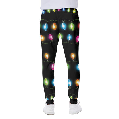 Colorful Christmas Lights Print Scuba Joggers