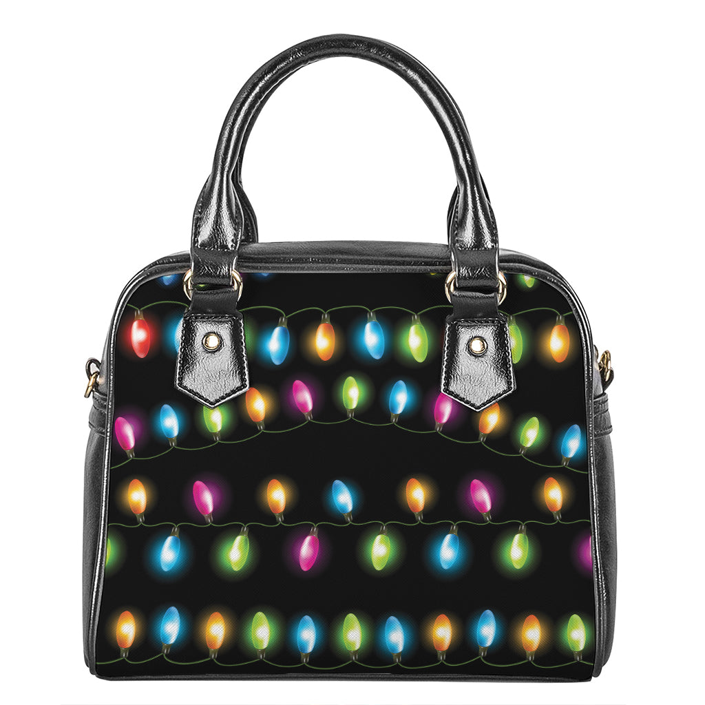 Colorful Christmas Lights Print Shoulder Handbag
