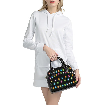 Colorful Christmas Lights Print Shoulder Handbag