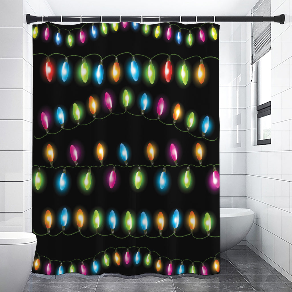 Colorful Christmas Lights Print Shower Curtain