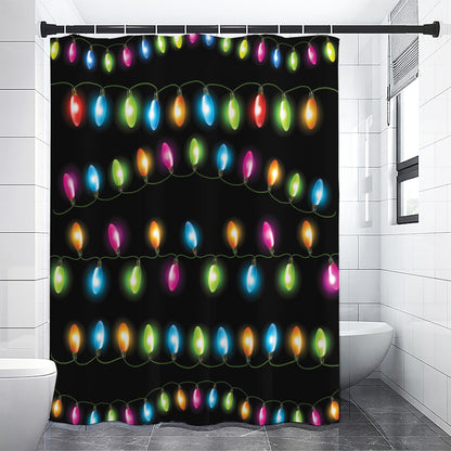 Colorful Christmas Lights Print Shower Curtain