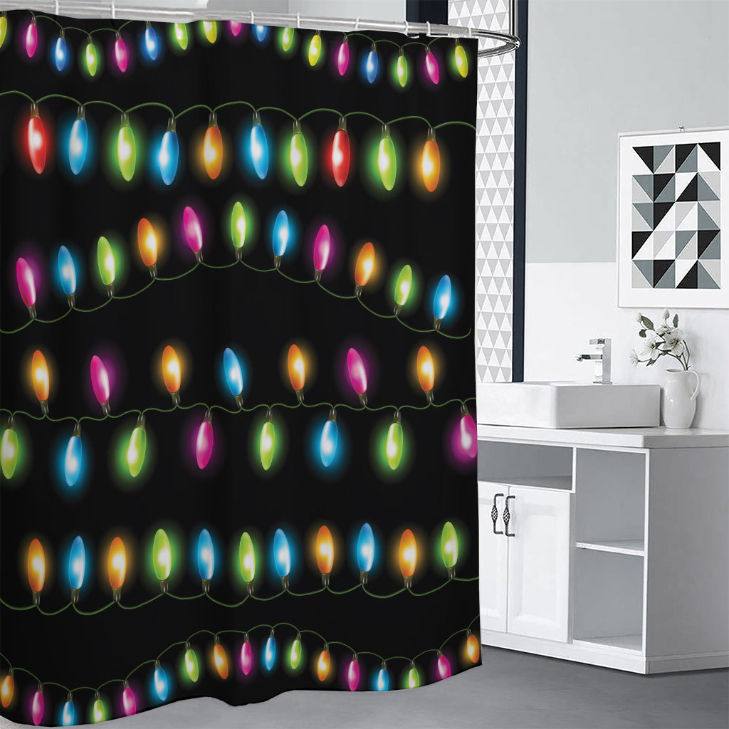 Colorful Christmas Lights Print Shower Curtain