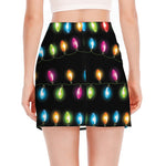 Colorful Christmas Lights Print Side Slit Mini Skirt