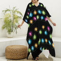 Colorful Christmas Lights Print Silk V-Neck Kaftan Dress
