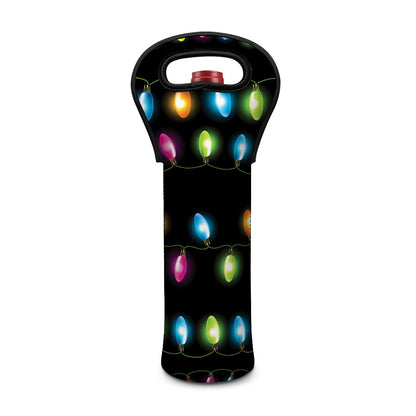 Colorful Christmas Lights Print Single Neoprene Wine Tote