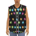 Colorful Christmas Lights Print Sleeveless Baseball Jersey