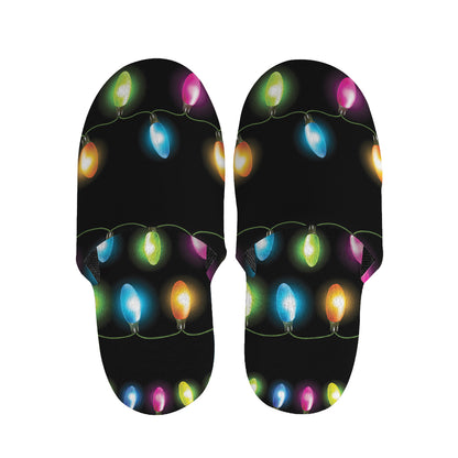 Colorful Christmas Lights Print Slippers
