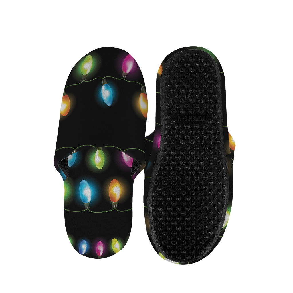 Colorful Christmas Lights Print Slippers