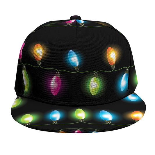 Colorful Christmas Lights Print Snapback Cap