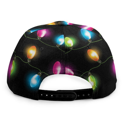Colorful Christmas Lights Print Snapback Cap