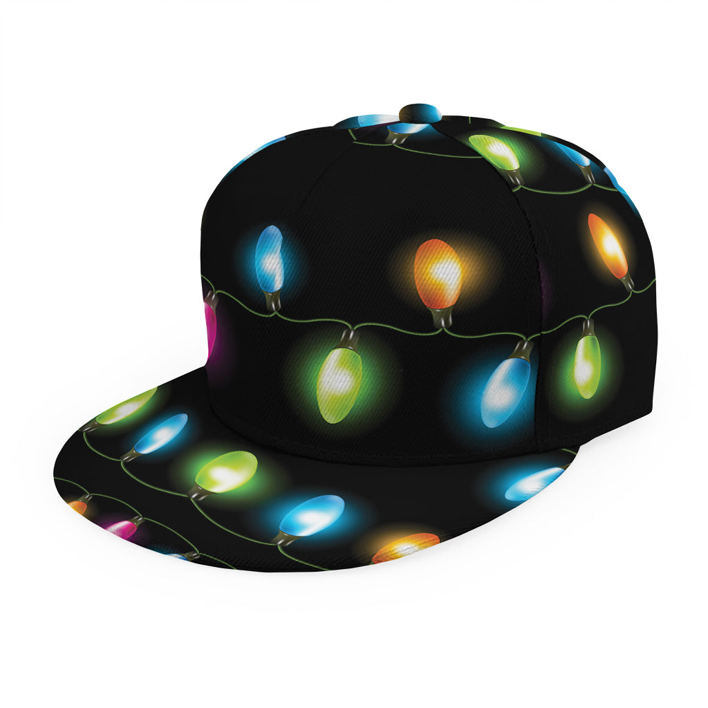 Colorful Christmas Lights Print Snapback Cap